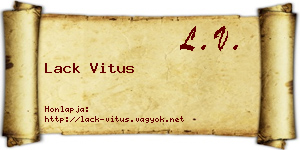 Lack Vitus névjegykártya
